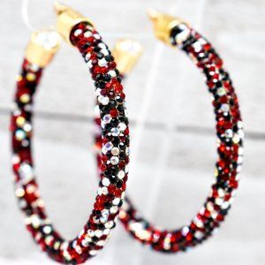 2.5" Black/Red/AB Pave Wrap Rhinestone Wrap Hoops